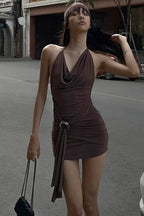 Low Cut Backless Mini Dress