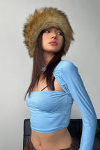 Faux Fur Thickened Y2K Dome Shaped Hat