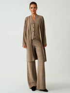 Leisure Long Cardigan Three Piece Pants Set