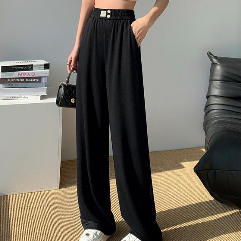 Black High-Waisted Straight Slacks