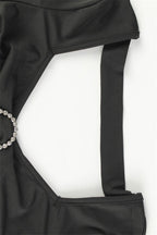 Corset Cut Out Top Rhinestone Detail Skirt Set