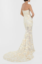 Strapless Slim Fit Floor Length Mesh Prom Dress