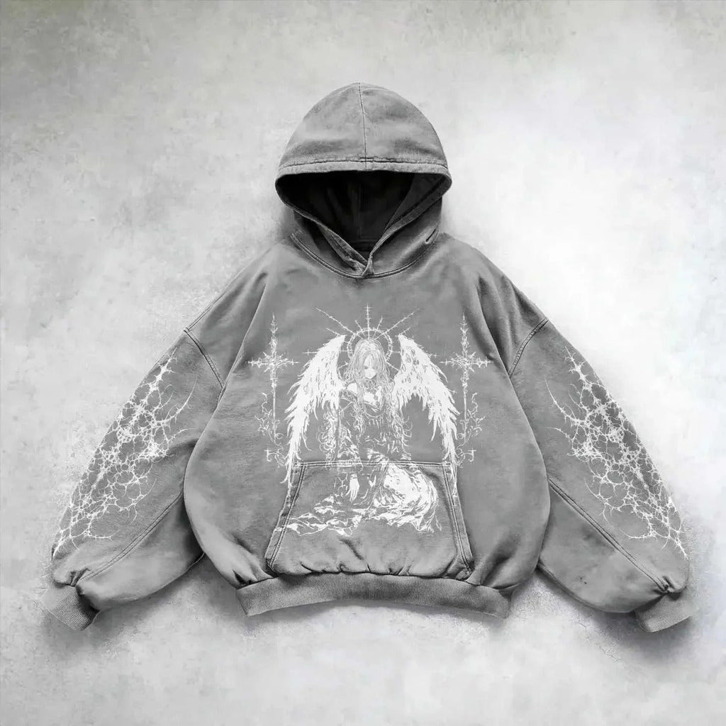 Retro Heart Pullover Streetwear Hoodie
