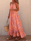 Golden Times Ethnic Print A - line Vacation Maxi Dress