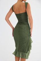 Bay Leaf Ruffle Midi Dress