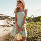 Big Sur Linen Blend Tiered Babydoll Dress Lime