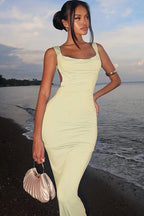Bow Back Spaghetti Strap Formal Dress