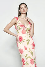 Floral Mesh V Neck Cami Vacation Dress