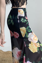 Holiday Floral Slim Low Waist Hip Skirt