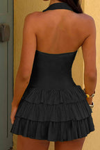 Halter Ruffle Hem Mini Dress