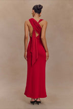 CrossTie LowBack Maxi Party Dress