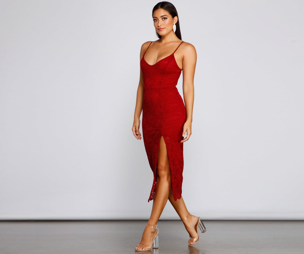Seraphina Formal Sleeveless Lace Midi Dress