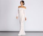 Sierra Sequin Off The Shoulder Formal Dress