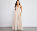 Corinne Glitter Tulle A Line Formal Dress
