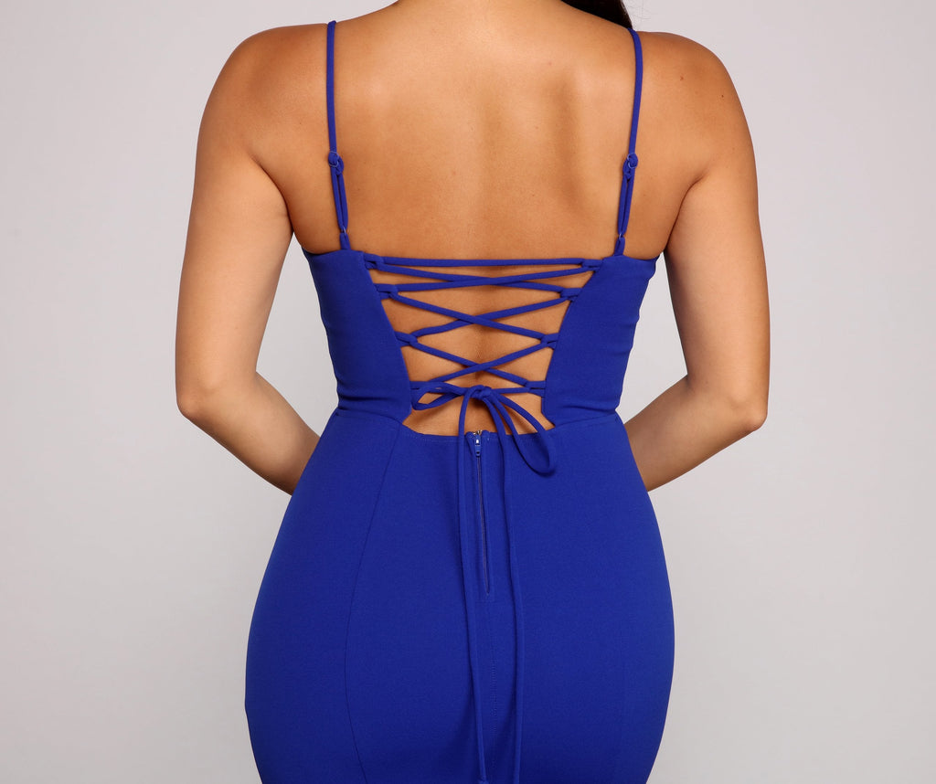 Leighton Formal Lace Up Crepe Dress