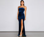 Claudia A Line Velvet Formal Dress