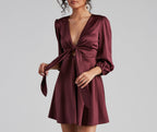 Sleek Satin Tie Front Mini Dress
