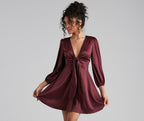 Sleek Satin Tie Front Mini Dress