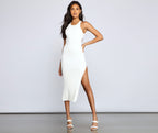 Simple And Sexy High Slit Midi Dress