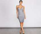 Colorful Expressions Two Tone Glitter Midi Dress