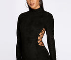 Lace Up Suede Mini Dress