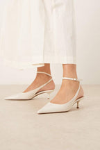 White Pointed-Toe Stiletto Sandals