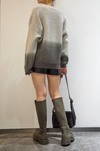 Grey Two-Tone Knit Sweater