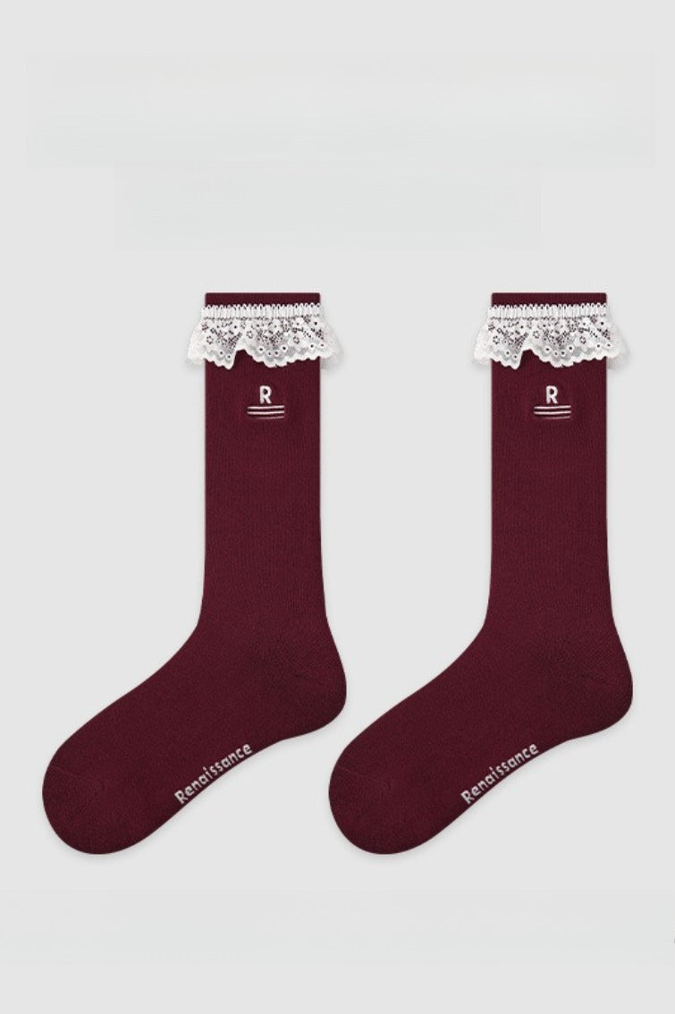Two Tone Slouchy Letter Printed Socks