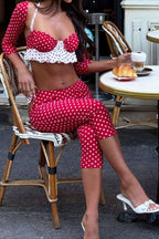 Vintage Polka Dot Halter Tube Two Piece Set