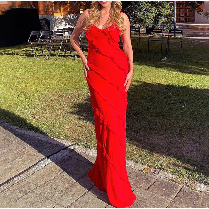 Belinda Aesthetic Long Dress with Ruffles Elevated Occasion Wear