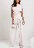 Nova Asymmetric Drape Pants Set