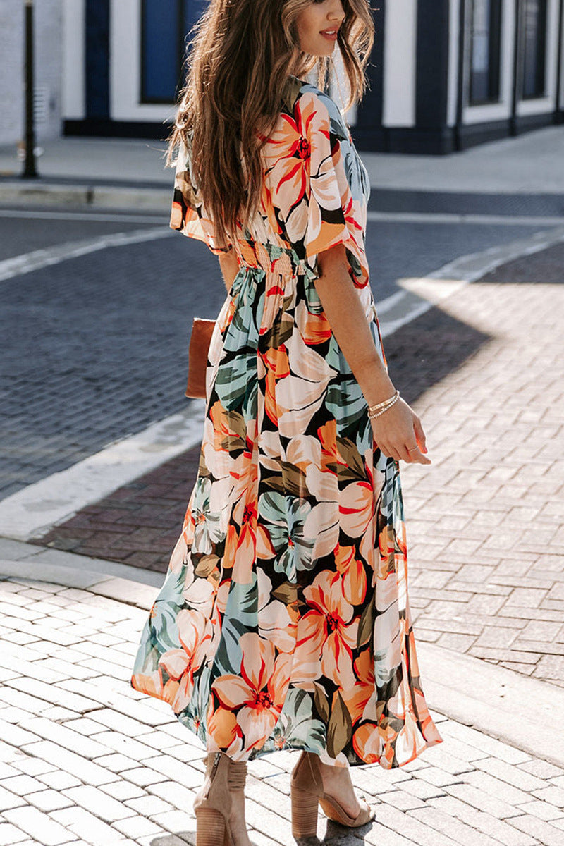 Miranda Luxe V Neck Dress with Slit Everyday Edit