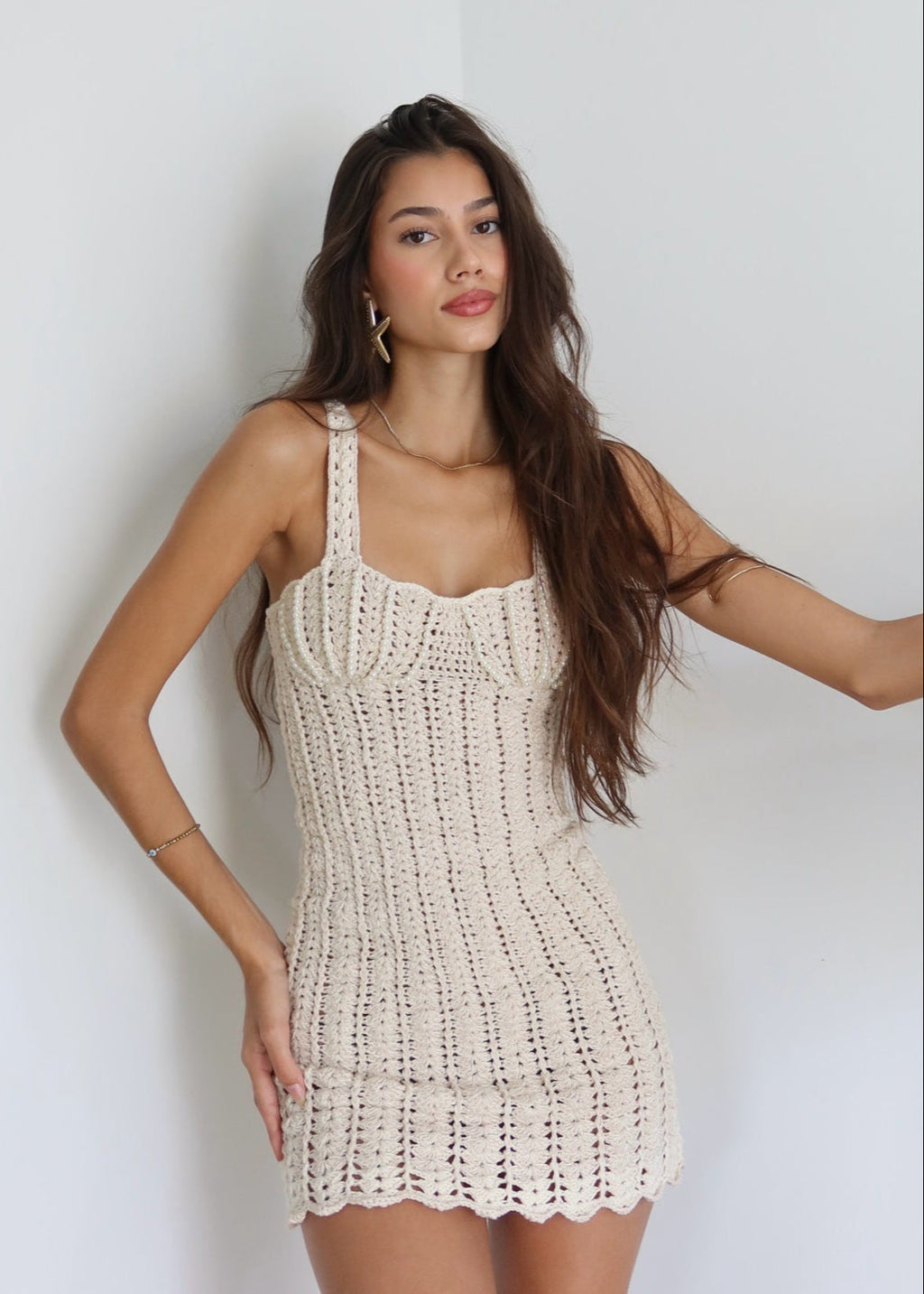 Isla Crochet Knit Bodycon Mini Dress