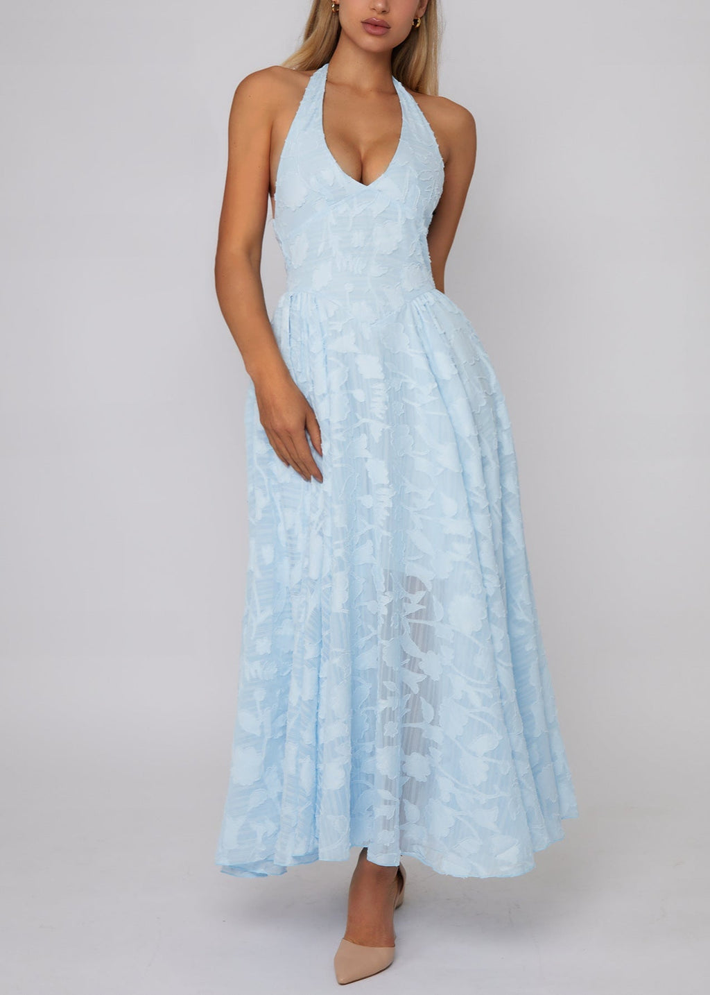 Celeste Halter Lace Maxi Dress
