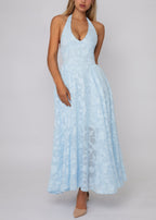 Celeste Halter Lace Maxi Dress