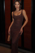 Nibber Sequins Backless Maxi Dress