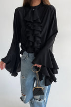 Ruffled Long-Sleeve Elegant Blouse