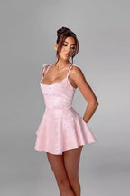 Tie-Waist Backless Cowl Neck Birthday Dress