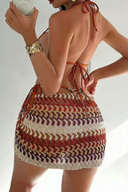 Sexy Striped Tie Three Piece Swim Set