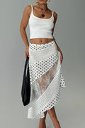 Polka Dot Patchwork Asymmetric Skirt