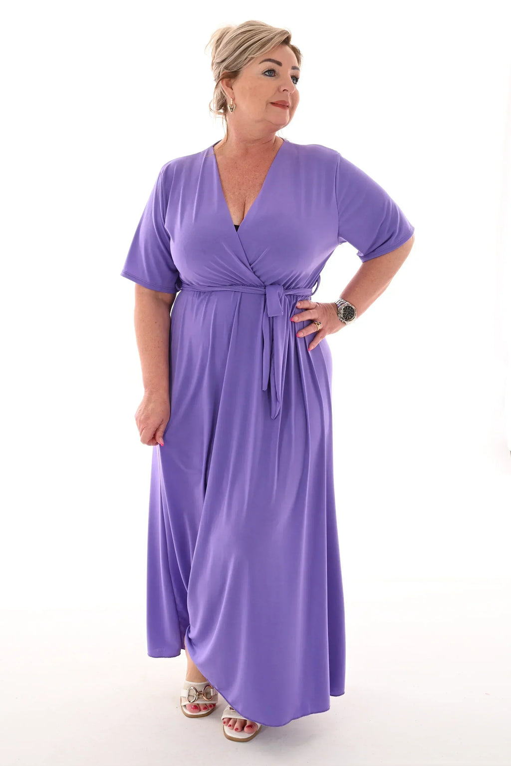 Leila Minimalist Maxi Dress Travel with Belt Designer Edit