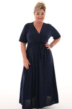 Leila Minimalist Maxi Dress Travel with Belt Designer Edit