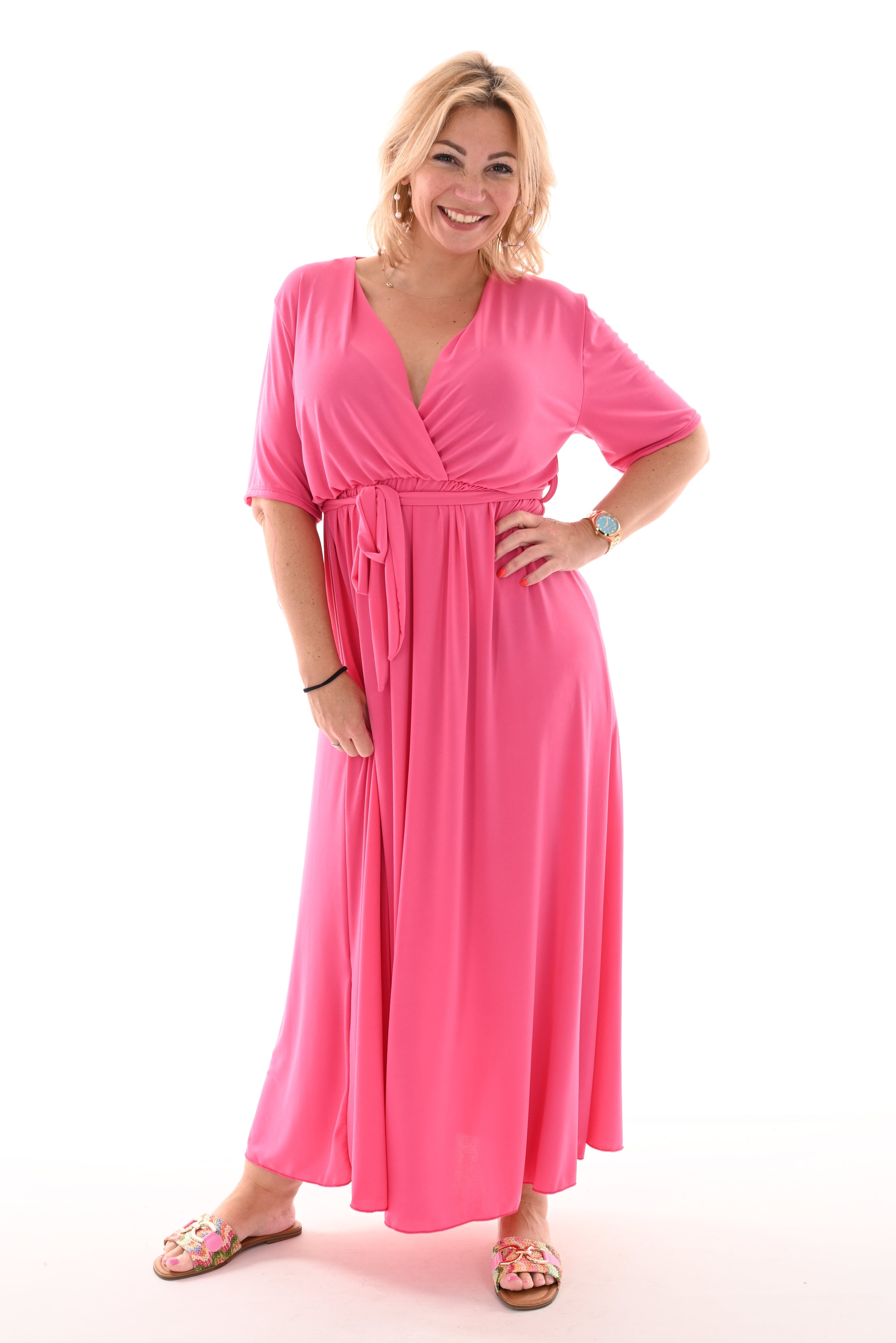 Leila Minimalist Maxi Dress Travel with Belt Designer Edit