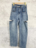 High Waist Hunter Ripped Baggy Mom Jeans