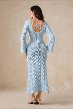 Sexy Solid Knit Beach Boho Dress