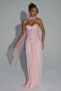 Sexy Strapless Ruched Zipper Slim Fit Formal Dress