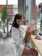 Folded Collar, Long Sleeve Sweater Cardigan