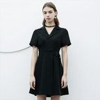 Exquisite Black Fashion Wide V neck A Hem Dress