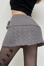 Cable Knit Pom Pom Trim Skirt