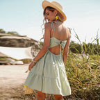 Big Sur Linen Blend Tiered Babydoll Dress Lime